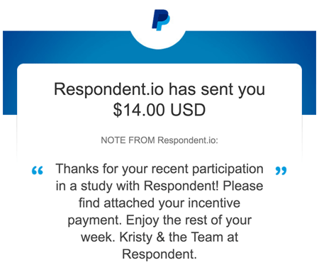Respondent review: paypal payment