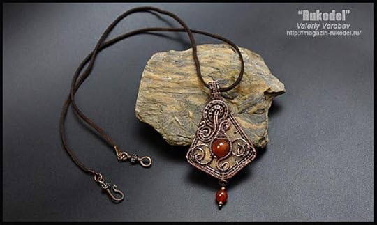 Pendant from a wire and a plate from metal.