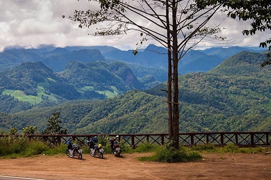 Motorbikes and a view of Mae Hong Son loop, Thailand