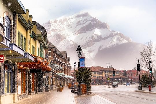 View of a busy street at Banff, Canada