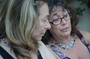 Two people talking