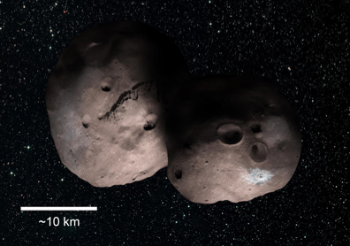Rendering of Ultima Thule with scale