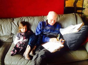 Two people on sofa