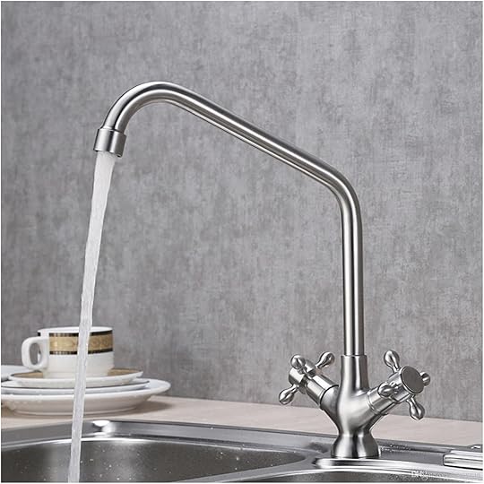 American 304 Stainless Steel Kitchen Faucet Double Handle Seven Word Bronze Kitchen Faucet with Stainless Sink
