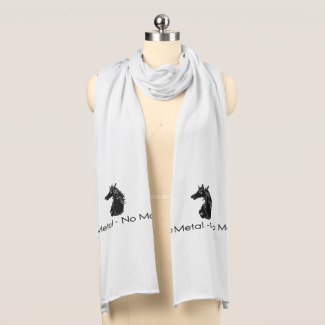 No Metal No Magic - White Scarf with Black Logo 