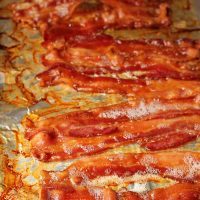 baked bacon on foil tray