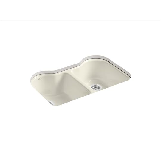 Beige Kitchen Sink Kohler Hartland 22 In X 33 In Almond Double Basin Cast Iron