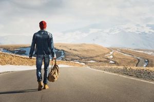 hitchhiker on the road