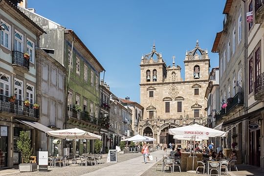 Main facade of Braga Cathedral, Braga, Portugal