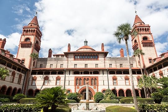 Ornate tower and details of Ponce de Leon hotel now flagler college in St Augustine Florida
