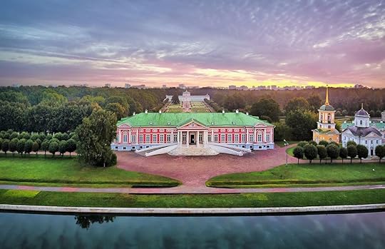 Aerial view of Kuskovo manor in Moscow, Russia