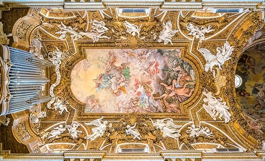 Painted ceiling in the Church of Santa Maria della Vittoria in Rome, Italy