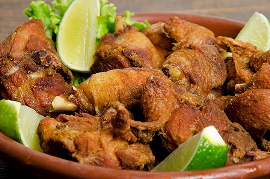 Brazilian style deep fried chicken close