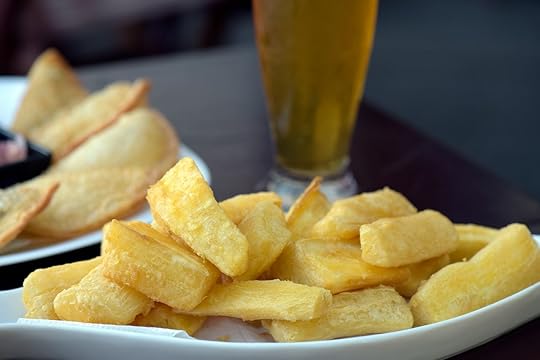 Portion of fried manioc and pastry