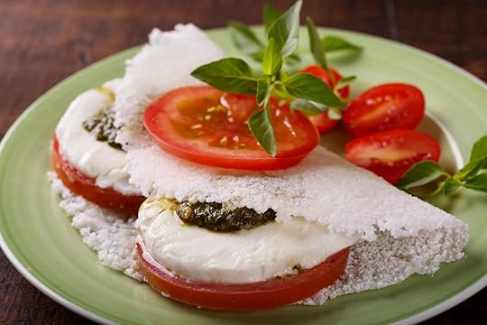 Casava bread with tomatoes and mozzarella