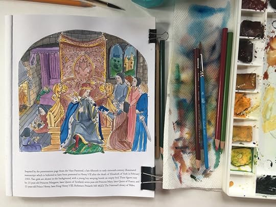 Watercolor of Tudor Queens and Consorts