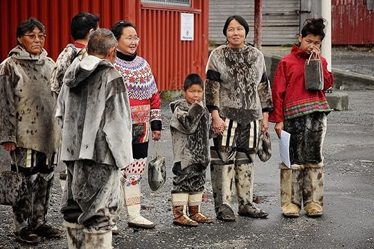 Inuit eskimos in traditional dress