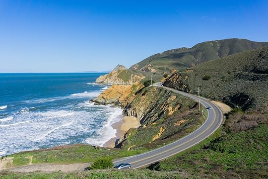 Aerial view of Pacific Ocean Coast, Devil's Slide, California