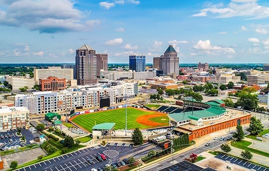 Aerial Drone Downtown Greensboro North Carolina NC Skyline