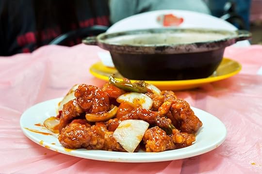 Sweet and sour chicken at a typical Hong Kong dai pai dong