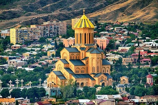 View of the Holy Trinity Cathedral Tsminda Sameba in Tbilisi, Georgia