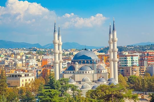 Panorama of Tirana City and Largest Mosque in Albania