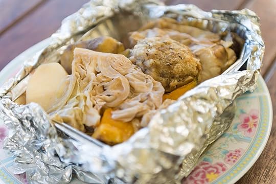 Hangi wrapped in tinfoil, a traditional New Zealand dish