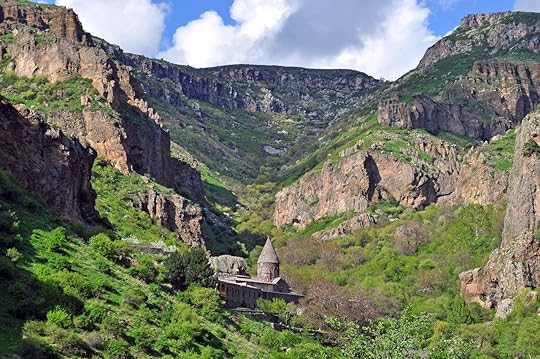 the monastery of Geghard in the Armenian mountains