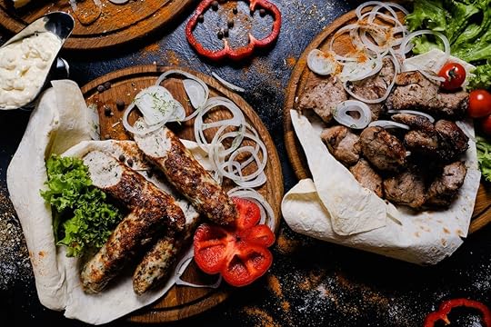 shashlik and kebab assortment food