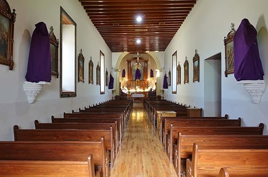 View of the landmark Ysleta Mission church located in the Pueblo Ysleta del Pueblo in El Paso, Texas