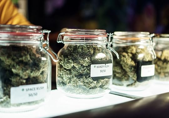 Jars of weed at a dispensary