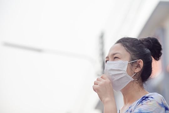 People in masks because of fine dust in thailand