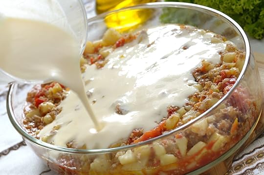 Traditional Bulgarian Musaka before baking