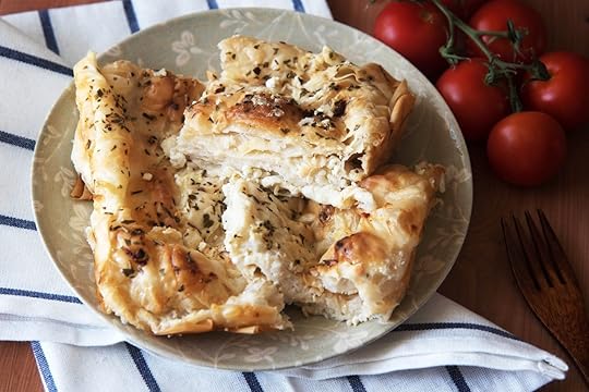 Traditional Bulgarian homemade Banitsa pie with feta cheese