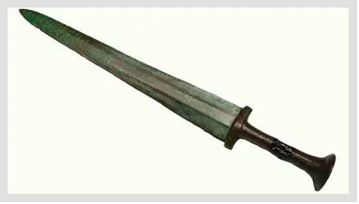 A straight, double-edged broad sword, a Near Eastern short sword c. 1500 - 1000 BCE; 12½ in (32.3 cm)<br />https://owlcation.com/humanities/A-Visual-History-of-Ancient-Egyptian-and-Mesopotamian-Swords-and-Blades﻿
