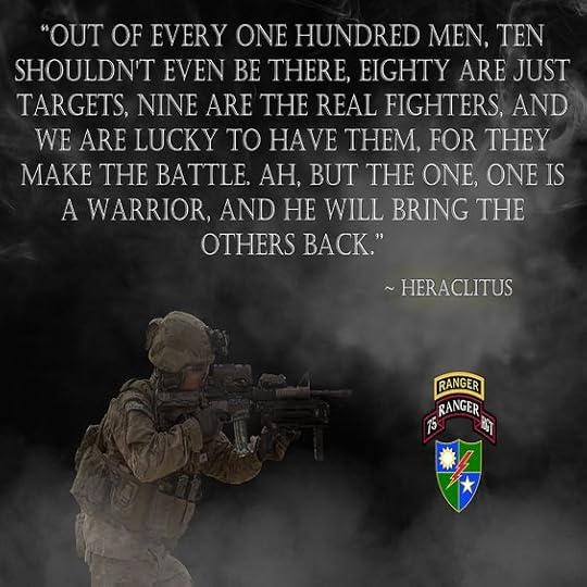 ARMY RANGER POSTER FEATURING ARMY RANGERS AND A MOTIVATIONAL QUOTE.
