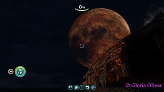 subnautica - burning Aurora and the moon.