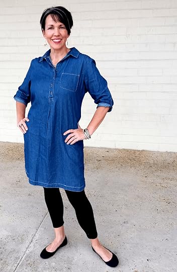 denim and black outfit