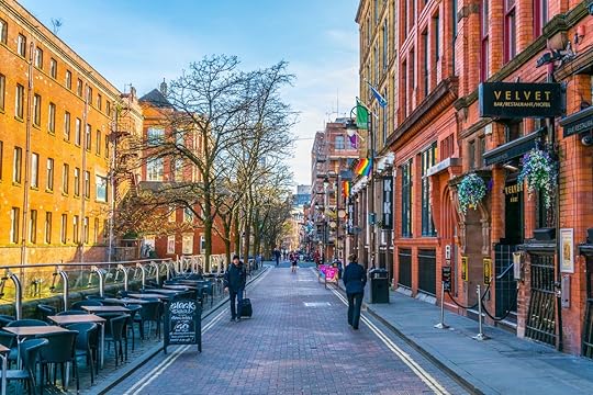 View of the Gay Village alongside Canal Street in Manchester, England