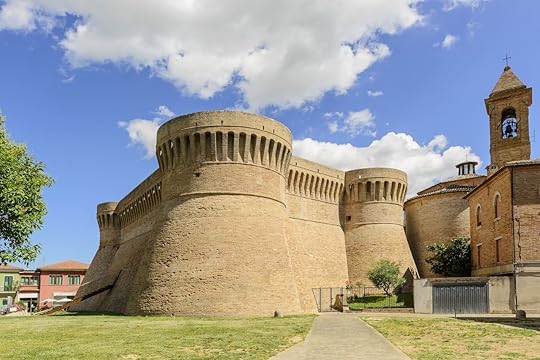 Castle in Urbisaglia town, Marche, Italy in summer