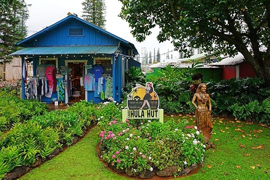View of a building in the center of Lanai City, home of the Dole Plantation