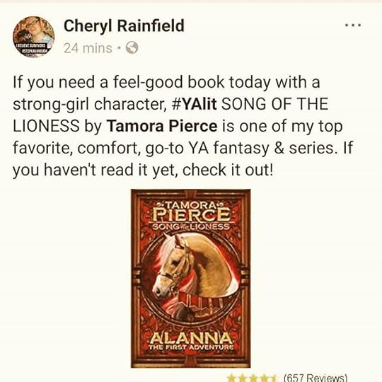 If you need a feel-good book today with a strong-girl character, #YAlit SONG OF THE LIONESS by Tamora Pierce is one of my top favorite, comfort, go-to YA fantasy & series. If you haven’t read it yet, check it out!<br /><br />#songofthelioness #tamorapierce<br />#YAbooks #yabookrecs #yabookrecommendations #bookrecommendations