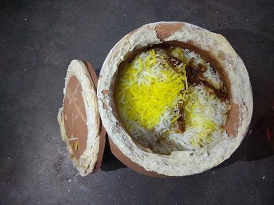 Hyderabadi biryani in a clay pot