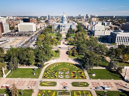 Colorado State Capitol building in Denver aerial view