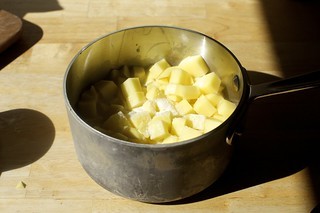 peeled and diced yukon gold poatoes