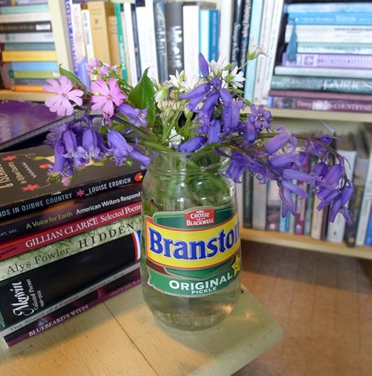 Bluebells in a pickle jar