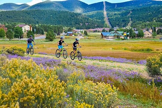 Mountain bikers on floral trails