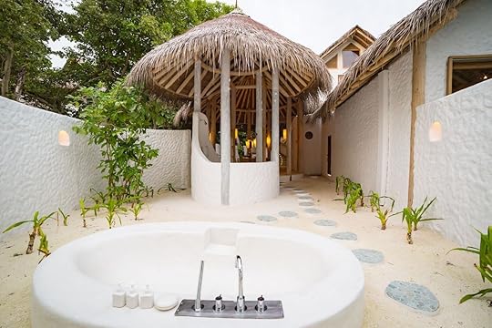 Luxury hotel outdoor bath and shower