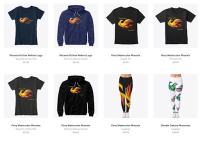 Picture of an online store selling clothes with colorful Phoenix logos on them.