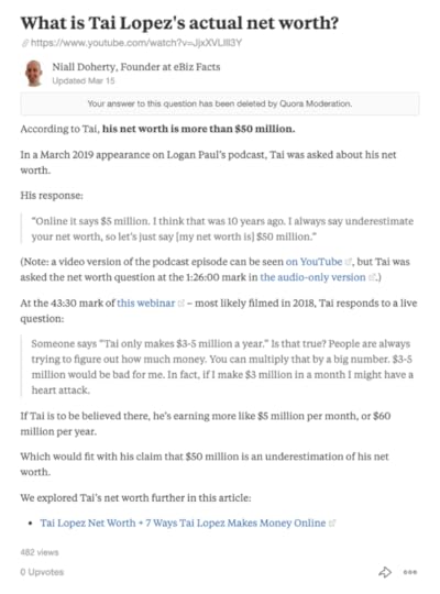 Quora sucks: Tai Lopez answer on Quora